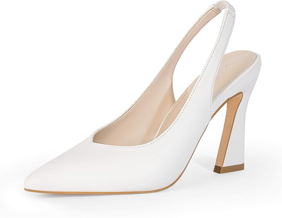 gihubafuil Womens Slingback Kitten Heels Closed Pointed Toe Wedding Party Dress Pumps Shoes | Amazon (US)