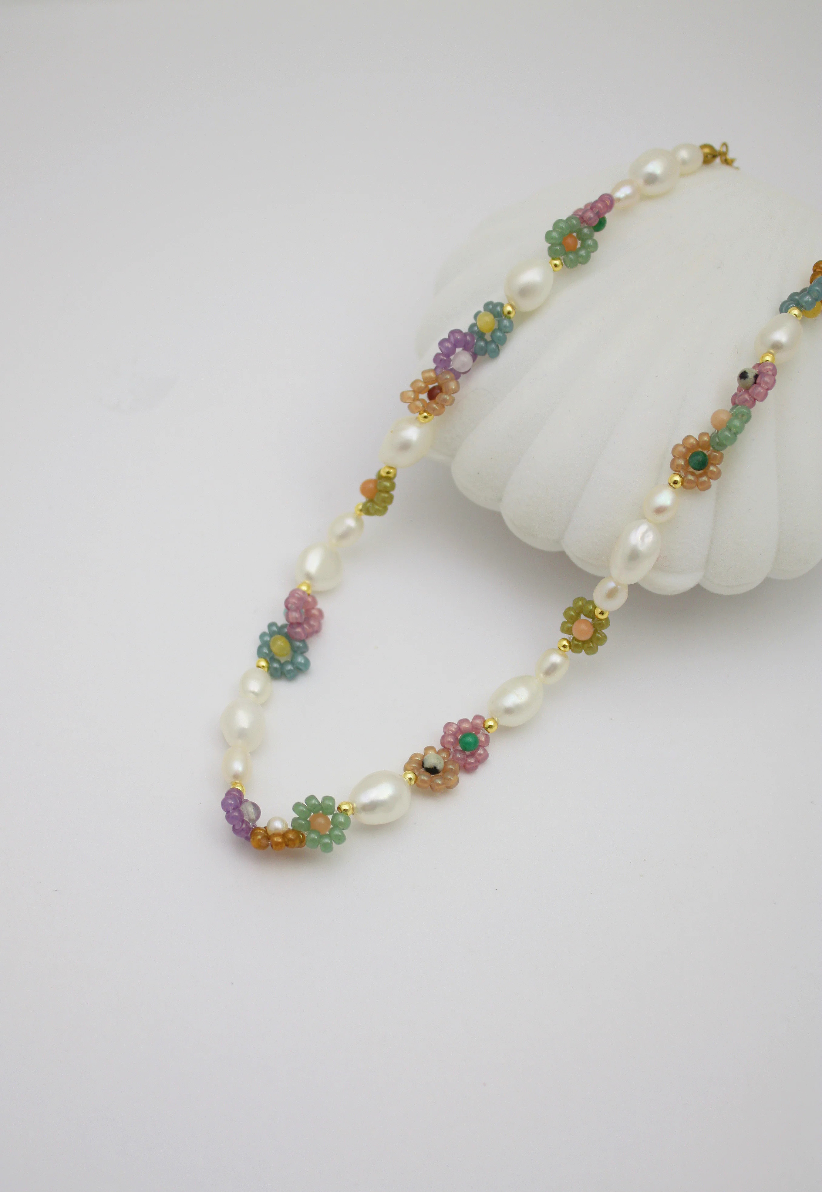 Pastel Petals Pearl Necklace | 18k Gold Jewelry by Apelila | Apelila Jewelry