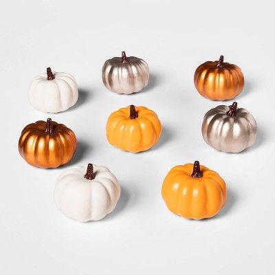 8pk Mini Metallic Painted Harvest Pumpkin  - Spritz™ | Target
