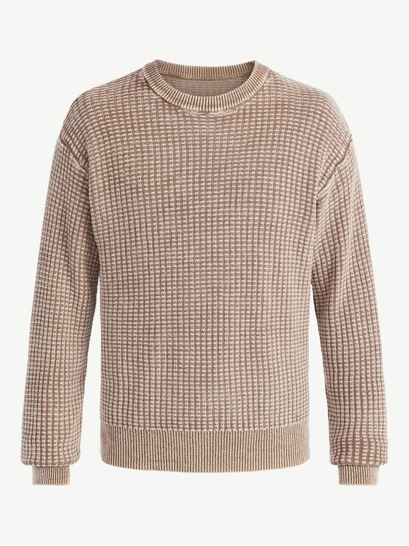 No Boundaries Men's & Big Men's Thermal Stitch Crewneck Sweater, Midweight, Sizes XS-3XL | Walmart (US)