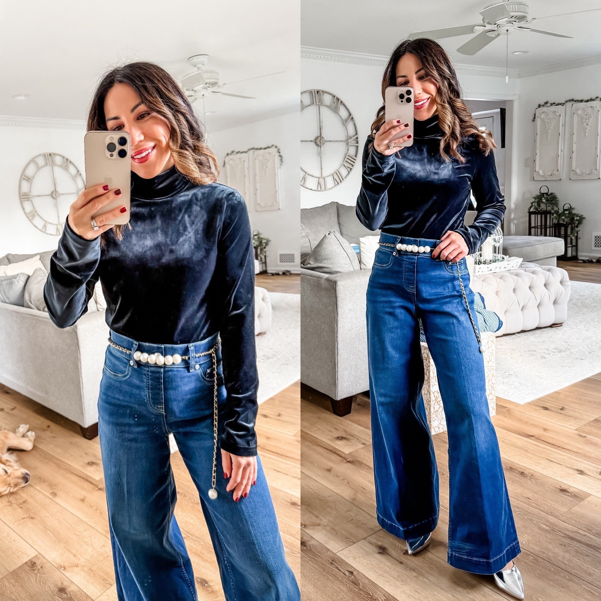 @spanx
#spanxpartner
Small velvet turtleneck, small petite wide leg jeans

#LTKHoliday #LTKCyberWeek #LTKSaleAlert