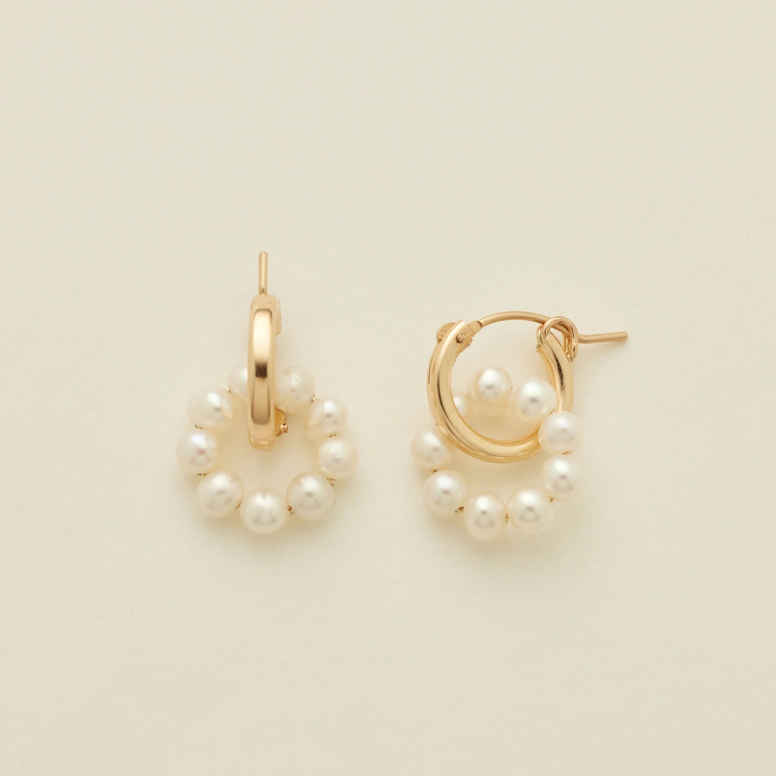 Pearl Halo Hoop Earrings | Made by Mary (US)
