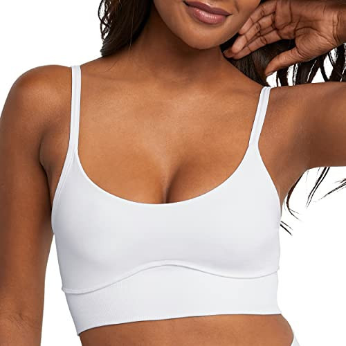Maidenform Women's Seamless Crop Tank Bralette, Wireless Long-Line Cropped Pullover Bra White | Amazon (US)