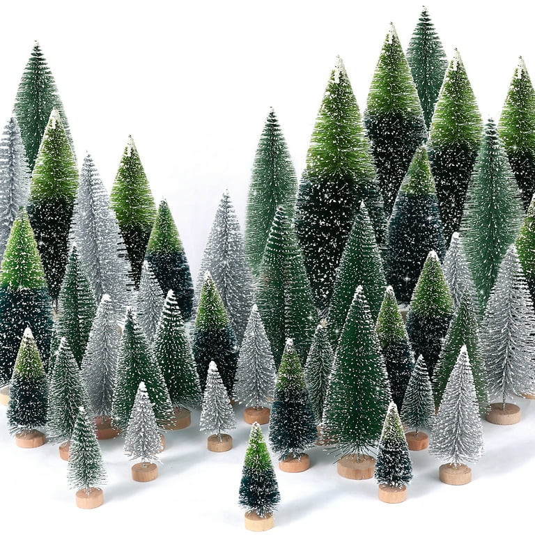 Ayieyill 30PCS Artificial Mini Christmas Trees, Mini Pine Tree Sisal Trees with Wood Base Bottle ... | Walmart (US)