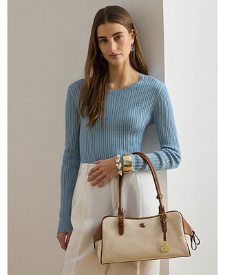 Canvas & Leather Large Marcy Zip Slim Shoulder Bag | Macy's