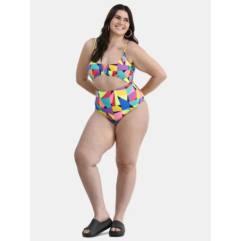 No Boundaries Women's and Women's Plus Cutout One Piece Swimsuit, Sizes XXS-XXL | Walmart (US)
