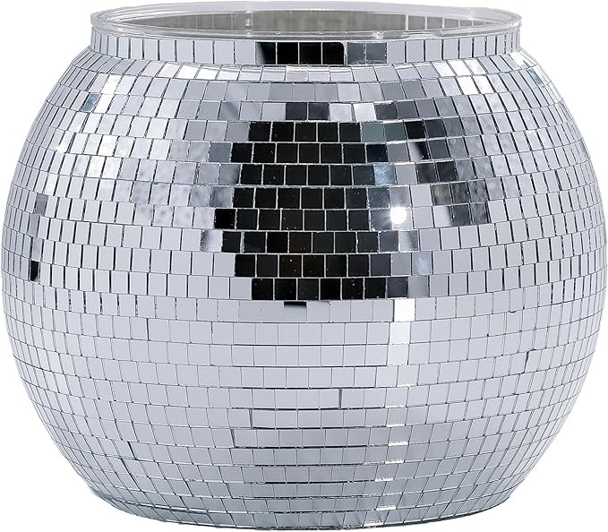 Disco Ice Bucket for Cocktail Bar,Mirror Silver Disco Ball Decor,Retro Party Accessories,8.8 Inch... | Amazon (US)
