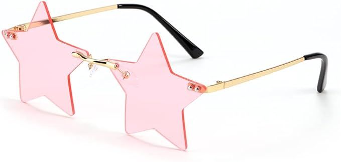 Rimless Star Shape Sunglasses Trendy Sun Glasses for Women Men Party Glasses Pentagram Eyewears | Amazon (US)
