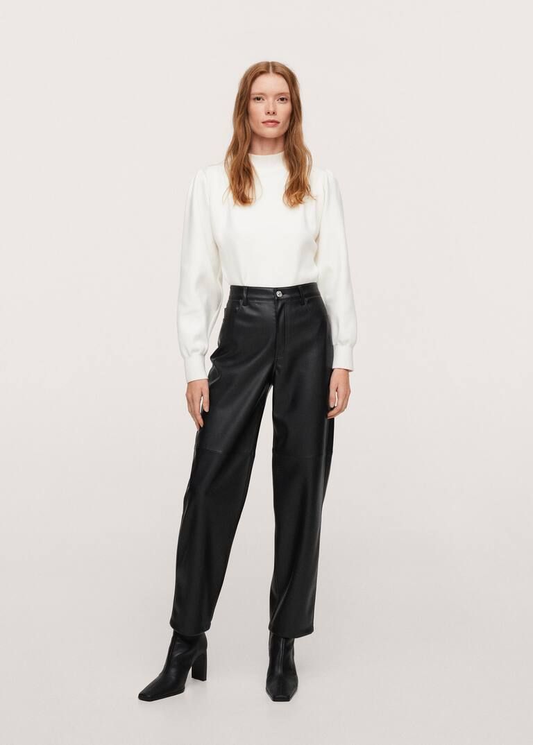 Leather-effect straight trousers -  Women | Mango USA | MANGO (US)