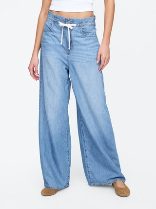 High Rise SuperLight Pull-On Baggy Jeans | Gap Factory
