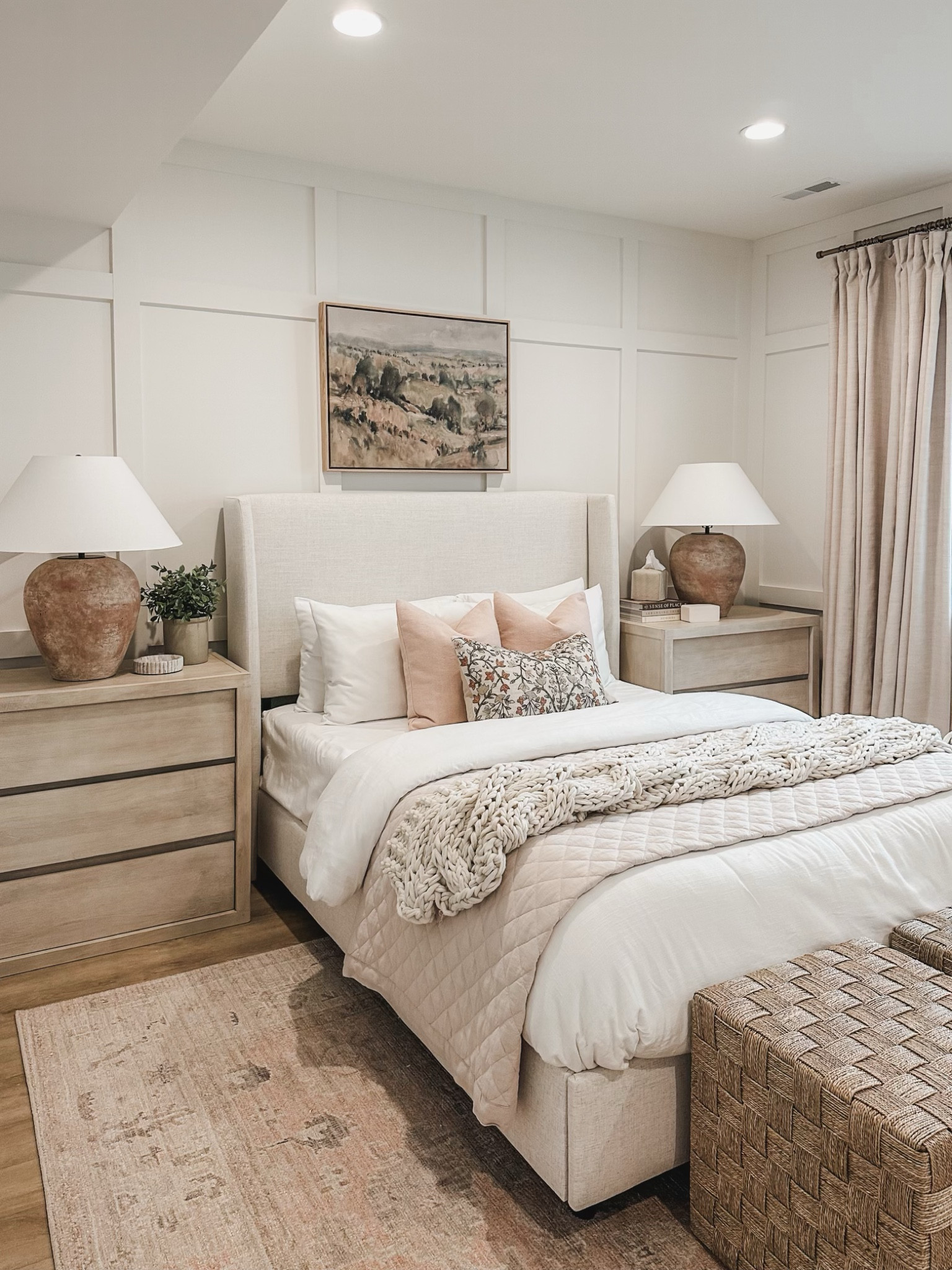 Elevate your guest bedroom with neutral wood accents, comfortable linen bedding, along with light and airy details for a soothing and inviting atmosphere 

Home finds, summer refresh, Pottery Barn style, guest bedroom refresh, upholstered bed, Wayfair, throw pillow, linen bedding, Target style, light and bright, curtain detail, lamp favorites, ottoman faves, nightstand detail, furniture faves, Becki Owens rug, neutral area rug, throw blanket, light and bright, pops of pink, aesthetic home, neutral finds, shop the look!

#LTKStyleTip #LTKSeasonal #LTKHome