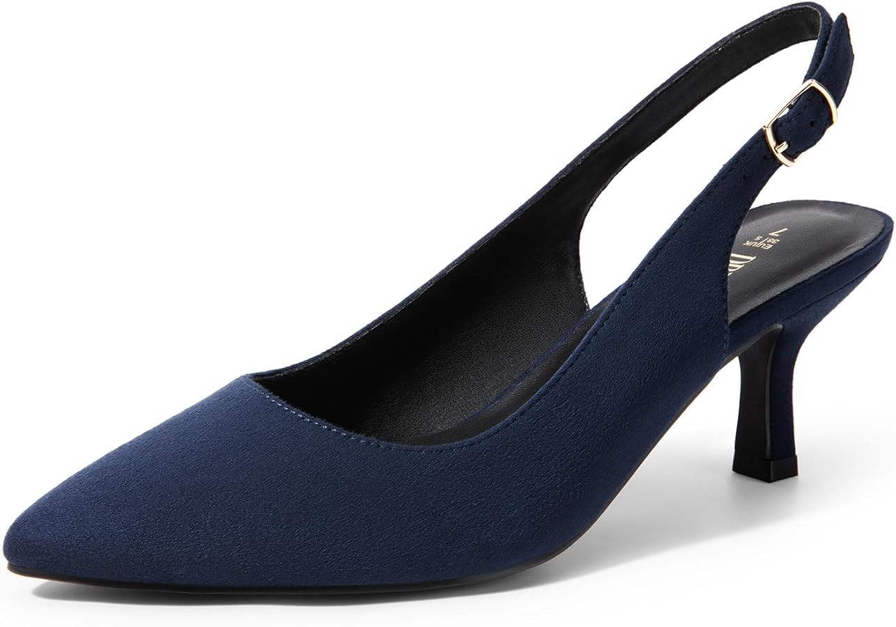 DREAM PAIRS Women's Kitten Heel Slingback Pointed Closed Toe Low Stiletto Heels Dress Bridal Eleg... | Amazon (US)