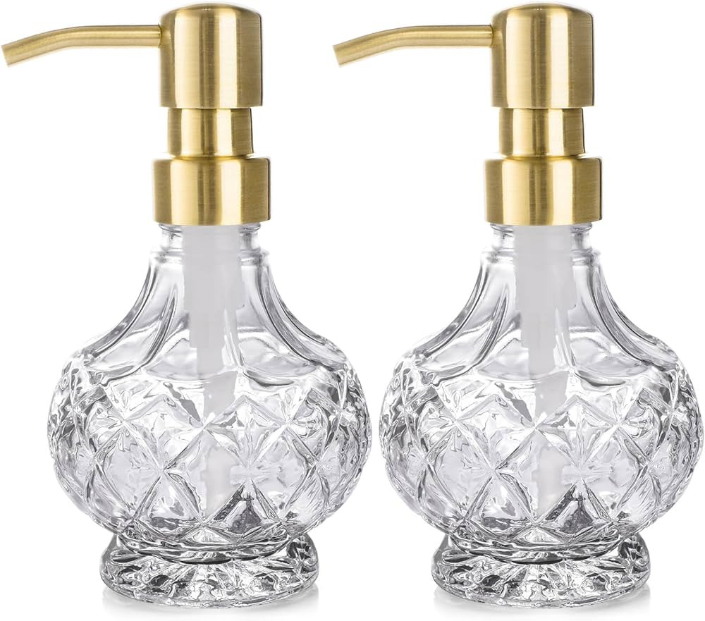 Glass Soap Dispenser Bathroom Hand Soap Dispenser with Stainless Steel Pump Liquid Soap and Lotio... | Amazon (US)