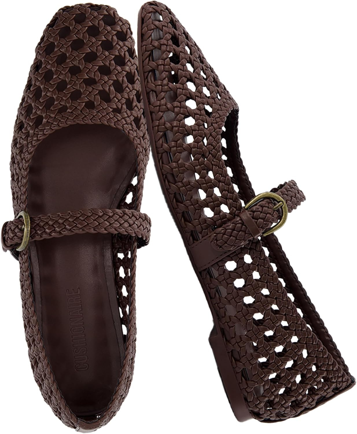 CUSHIONAIRE Weston Hand Woven Mary Jane Flats for Women, Comfortable Dressy Ballet Flats with Braided Adjustable Buckle and Memory Foam Cushioning | Amazon (US)
