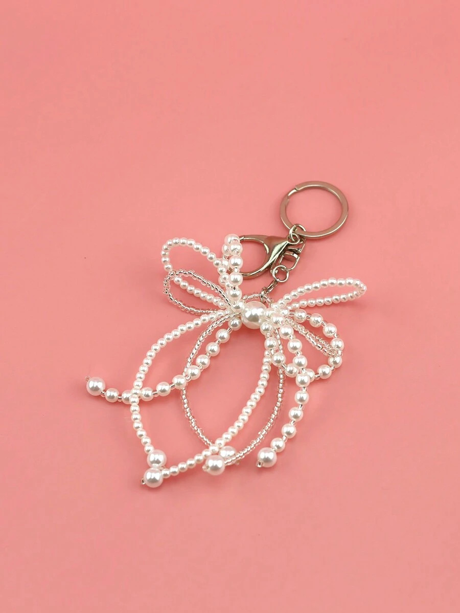 Faux Pearl Bowknot Bag & Keychain Pendant For Women Holiday Gift Key Lanyard Bow Keychain | SHEIN