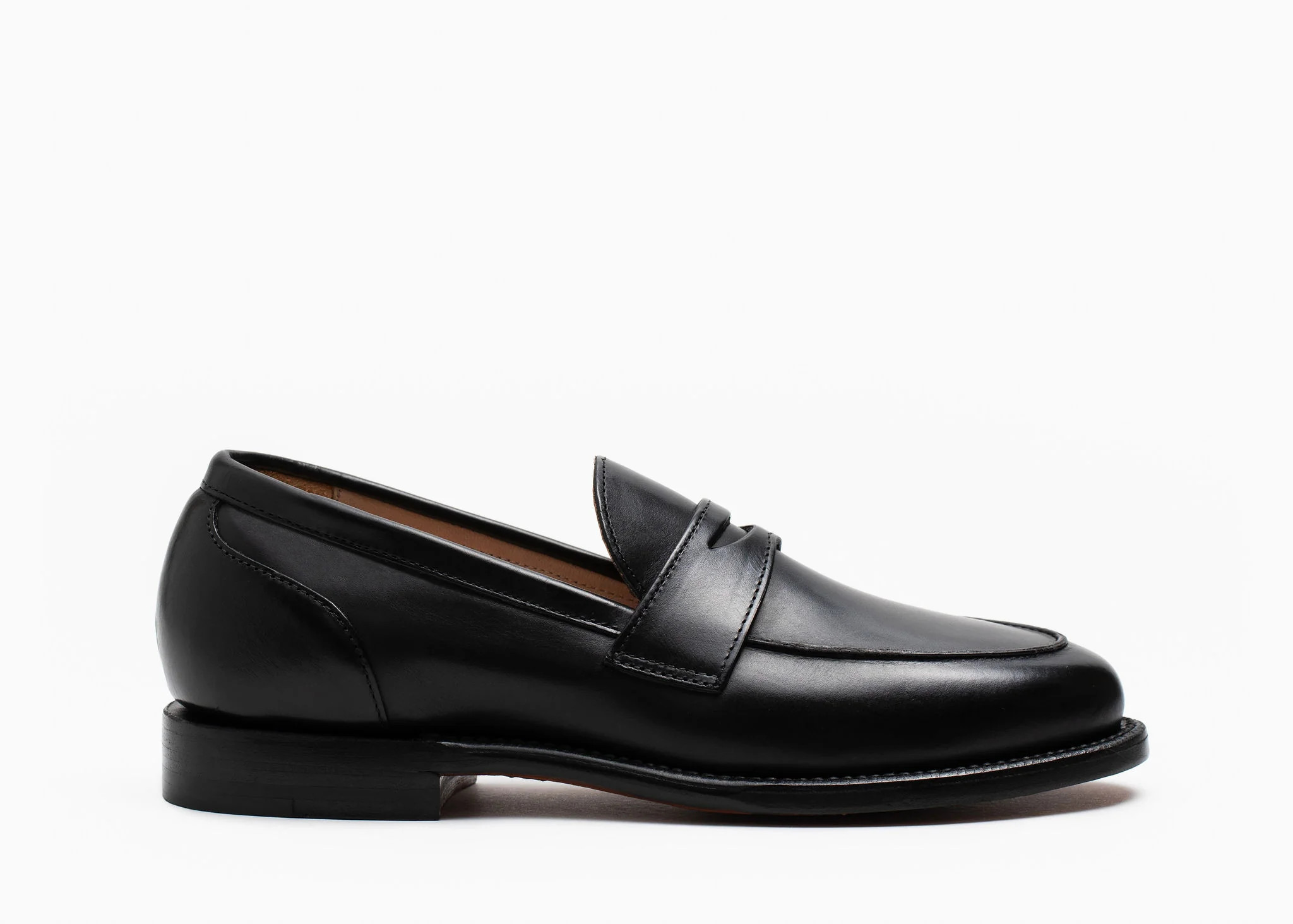 Clara Penny Loafer Black Calf | Grant Stone LLC