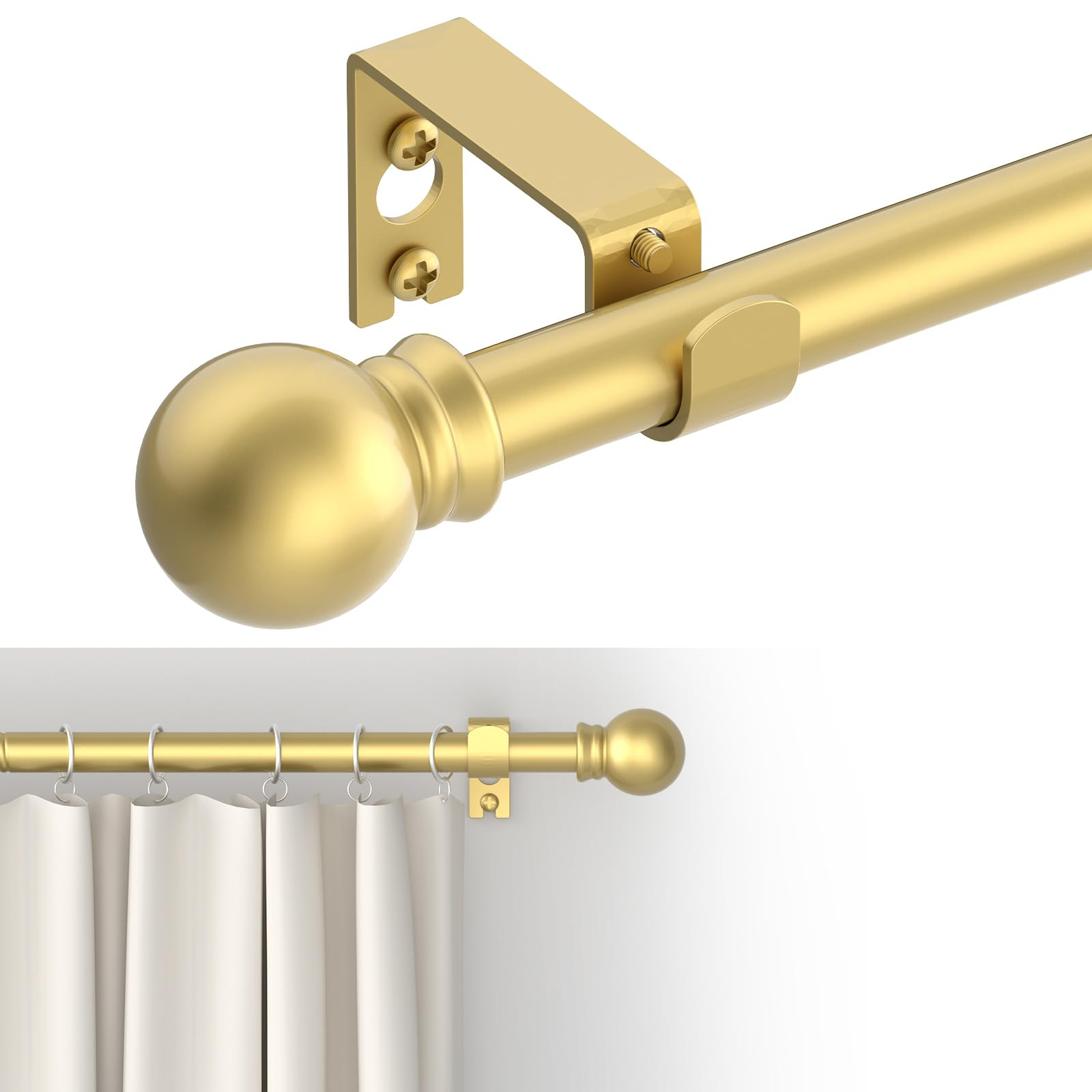 Curtain Rods for windows 32-48 inch, 5/8 inch Decorative Gold Splicing Heavy Duty Metal Curtain R... | Amazon (US)