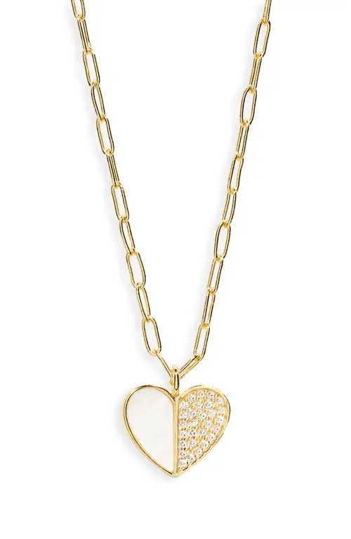 Argento Vivo Sterling Silver Mother-of-Pearl Heart Necklace in Gold at Nordstrom | Nordstrom