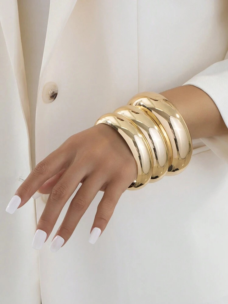 3pcs Fashionable Exaggerated High-End Wide Bangle Bracelets For Women, Everyday & Gift | SHEIN