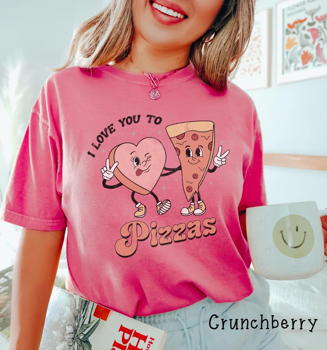 Comfort Colors® Vintage Valentine Pizza t-shirt Retro Cartoon Heart T-shirt Cute Vintage Valenti... | Etsy (US)