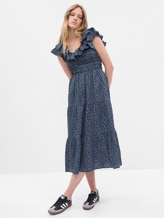 Flutter Sleeve Smocked Midi Dress | Gap (US)