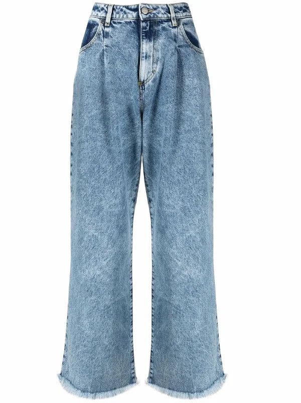 distressed-effect wide-leg denim jeans | Farfetch Global