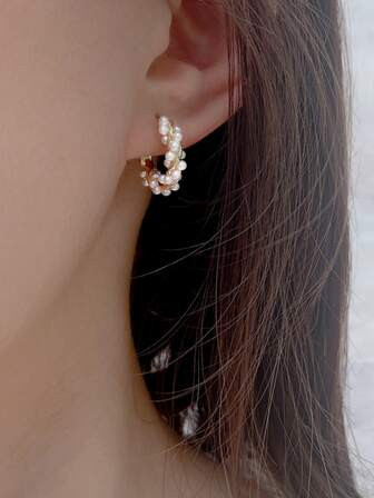 New 2023 Trendy Light Luxury Pearl Earrings For Autumn And Winter, Fashionable Ear Clips For Wome... | SHEIN