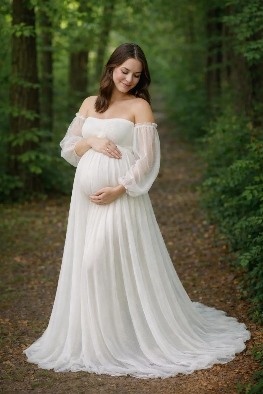Elegant Sheer White Maternity Gown | off Shoulder Pregnancy Dress for Photoshoot | Maternity Outf... | Etsy (Global)