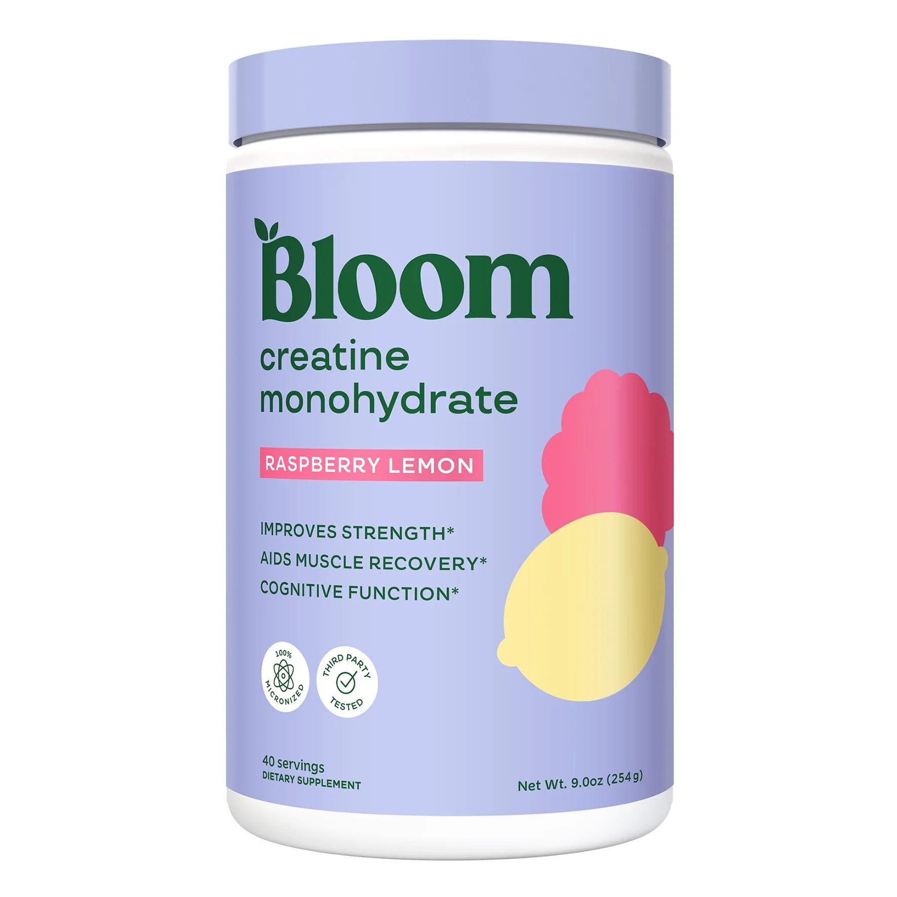 Bloom Nutrition Creatine Monohydrate Powder, Raspberry Lemon Flavor, 40 Servings | Walmart (US)