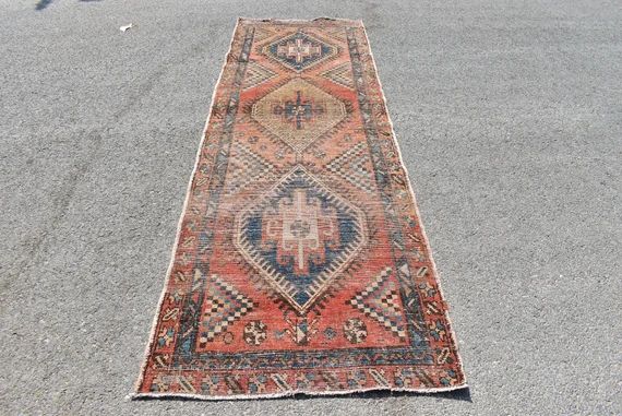 Runner rug, Hallway rug, Vintage rug, Handmade rug, 3 x 9.1 Ft, Entryway rug, Boho Decor rug, Ora... | Etsy (US)