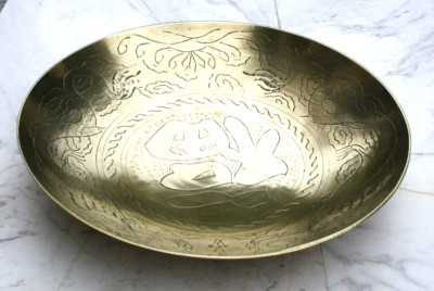Vintage Large Solid Brass 11” Bowl Etched with Dragons "Made in China" | eBay US
