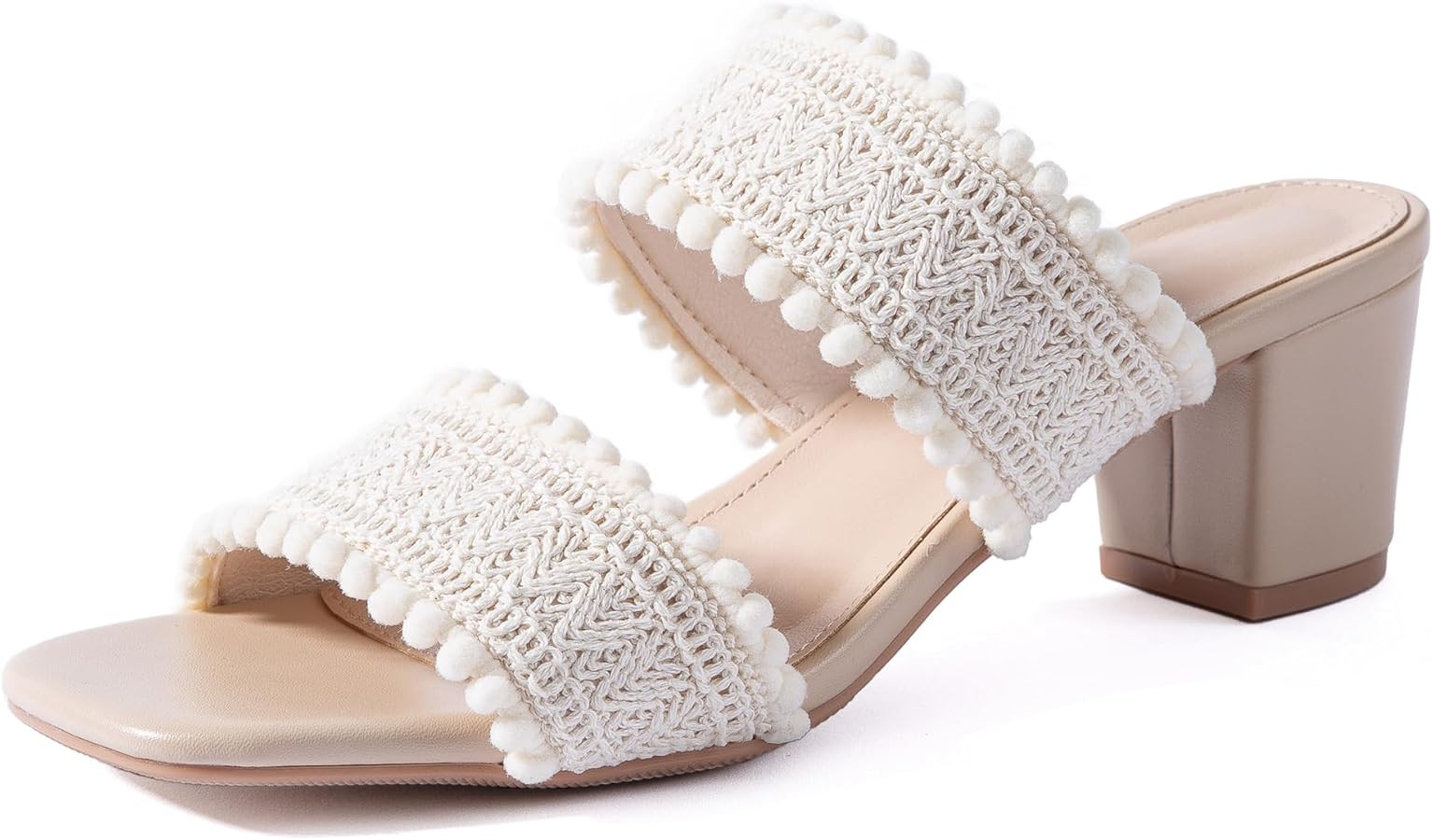 N.N.G Women Heels Sandals Braided Block Nude Summer Chunky Square Leather Woven Comfort Strappy D... | Amazon (US)