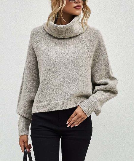 Gray Cowl-Neck Sweater - Women | Zulily