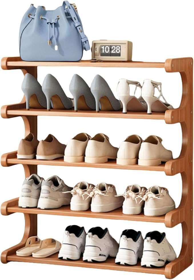 Shoe Racks, Wooden Stackable Shoe Storage Shelves, 15-20 Pairs Shoe Organizer Free Standing Shoe ... | Amazon (US)