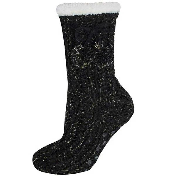 MinxNY Soft Fuzzy Lurex Sweater Slipper Sock with Po | Bed Bath & Beyond