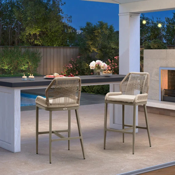 Iemanja Aluminum Outdoor 28.5'' Bar Stool with Cushion | Wayfair North America