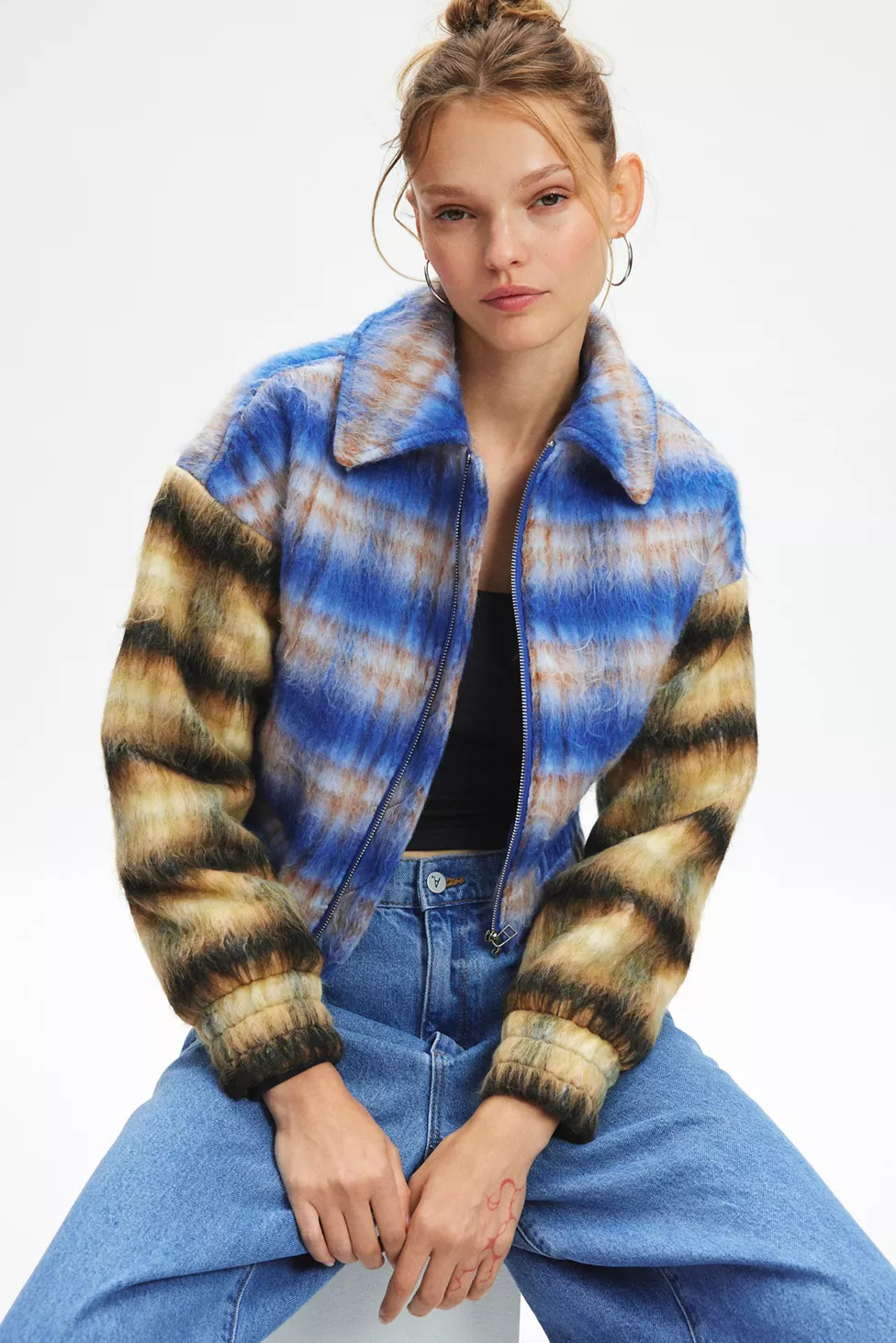 Kimchi Blue Stevie Patchwork Plaid Bomber Jacket | Urban Outfitters (US and RoW)