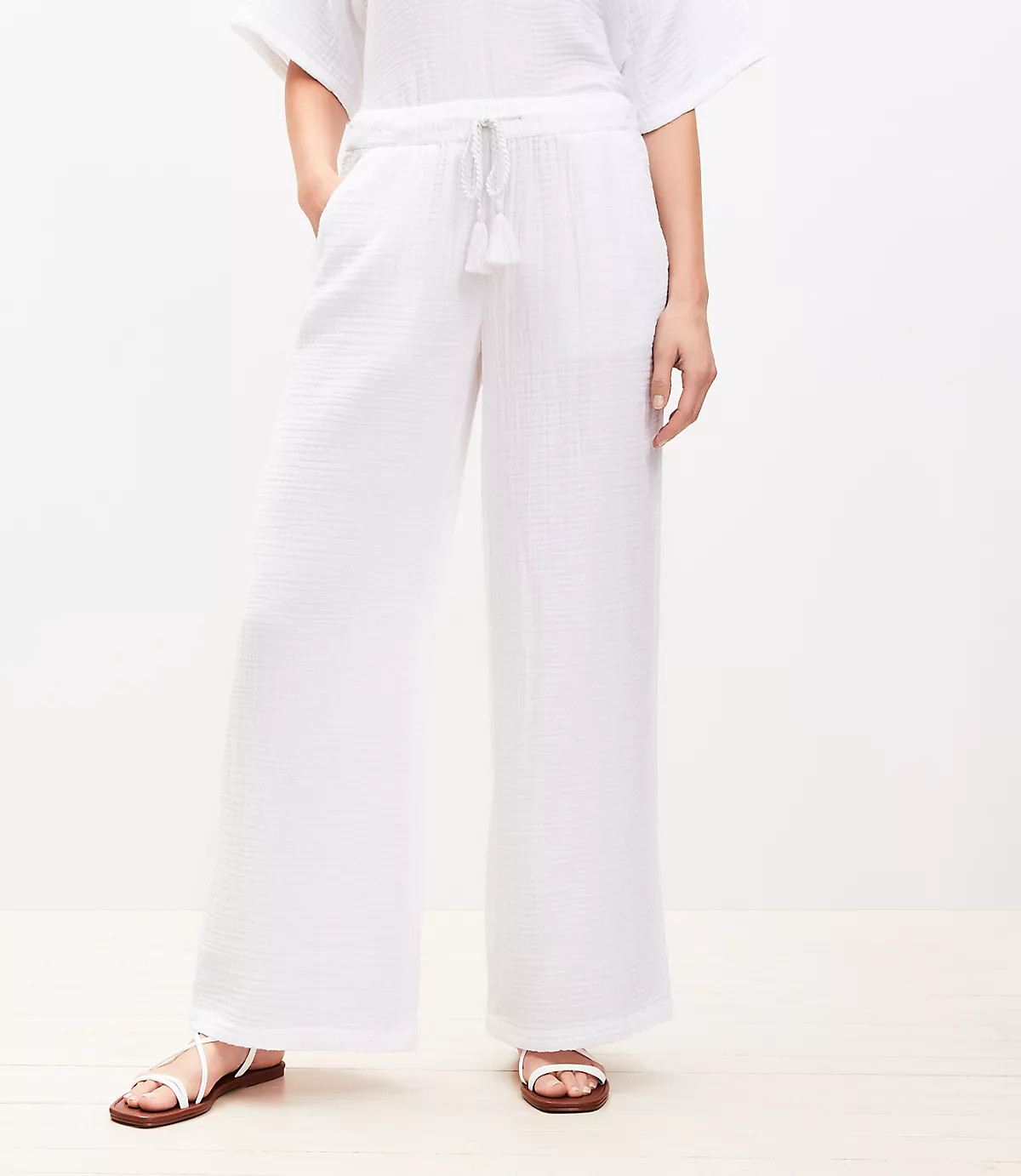 LOFT Beach Triple Cloth Wide Leg Pants | LOFT