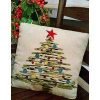 Christmas Tree Pillow, Hand-Painted, Star, Ornaments, Winter Holiday Pillow Cover | Etsy (US)