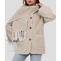 Women's Beige Embroidered Scarf Stitched Coat Jacket By Divesse | Etsy (US)