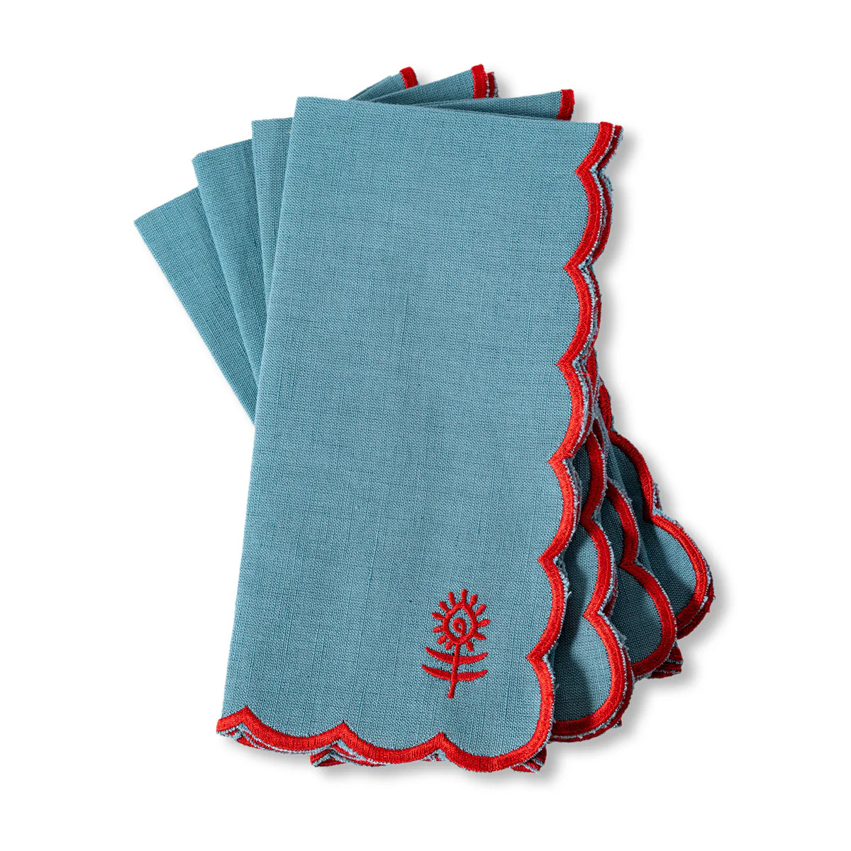 Furbish Studio - Icon Linen Napkin S/4 - Aqua + Cherry | Furbish Studio