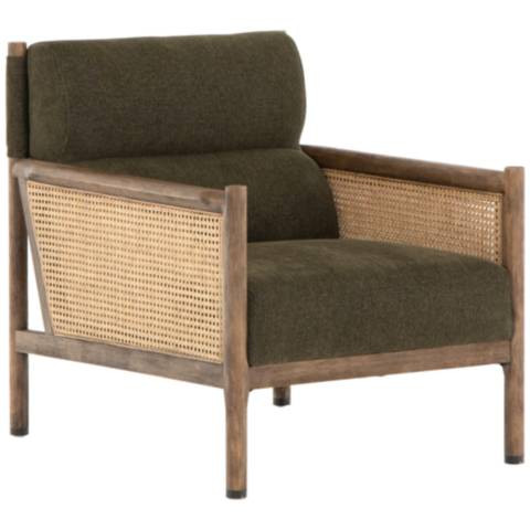 Kempsey Modern Sutton Olive Parawood and Rattan Chair - #97M74 | Lamps Plus | Lamps Plus