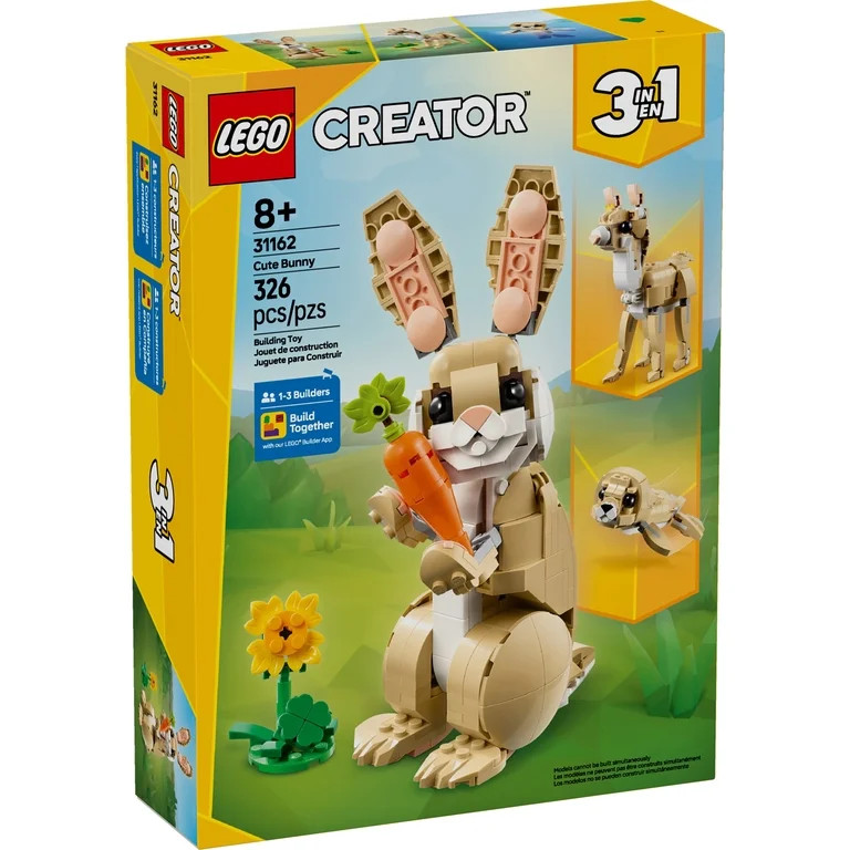 LEGO Creator 3in1 Cute Bunny - Building Toys Set W/ 3 Building Options, Bunny, Seal, or Llama - E... | Walmart (US)