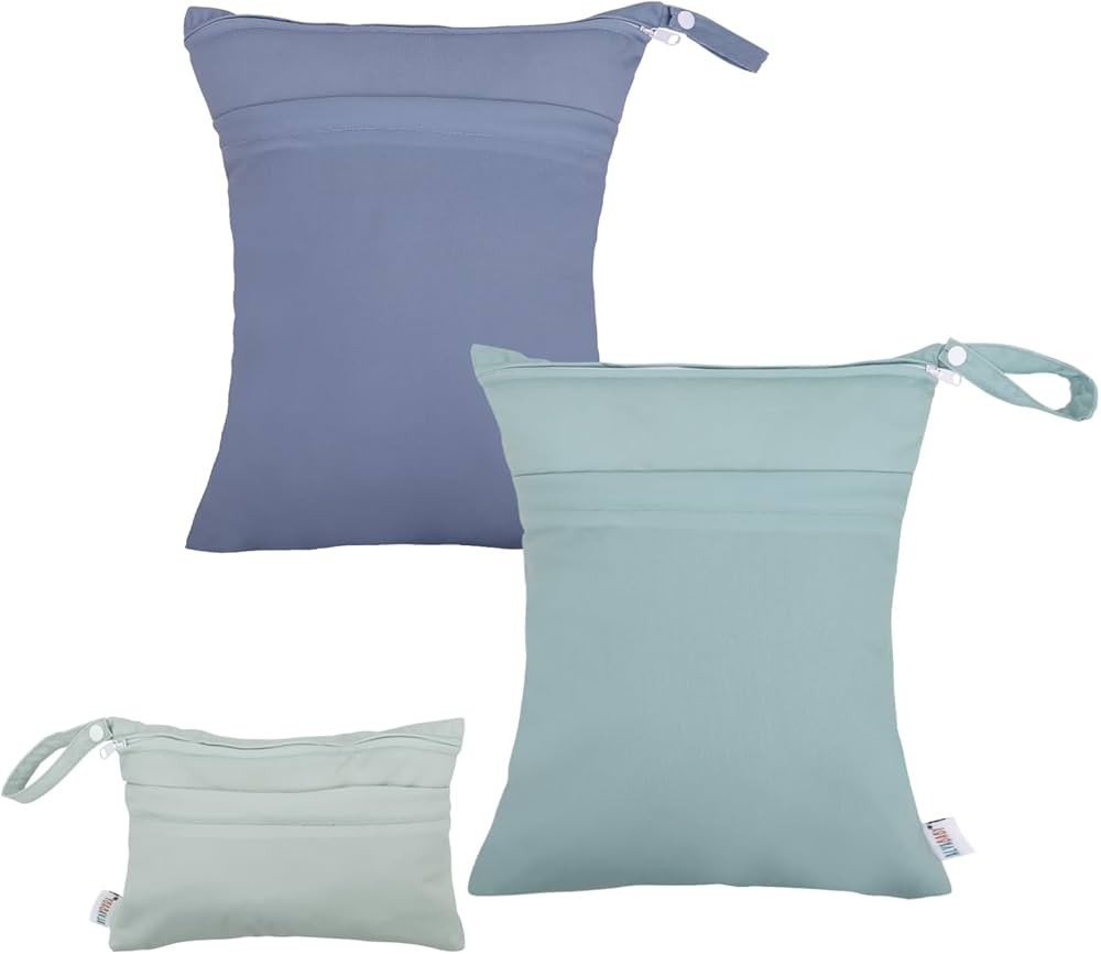 ALVABABY 3 Cloth Diaper Wet Dry Bags Waterproof Reusable with Two Zippered Pockets Travel Beach P... | Amazon (US)