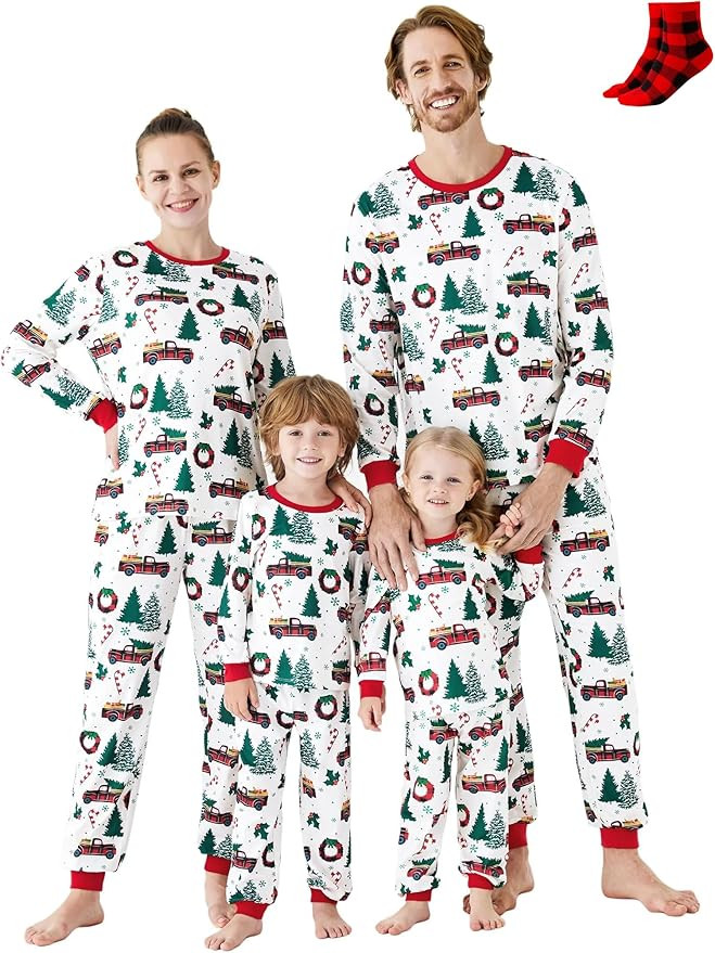 PATPAT Christmas Family Matching Pajama Sets Includes Christmas Socks - Perfect for Family Photos... | Amazon (US)