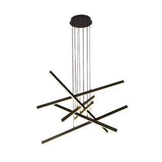 6-Light Integrated LED Black Aluminum Linear Pendant Hanging Light | The Home Depot