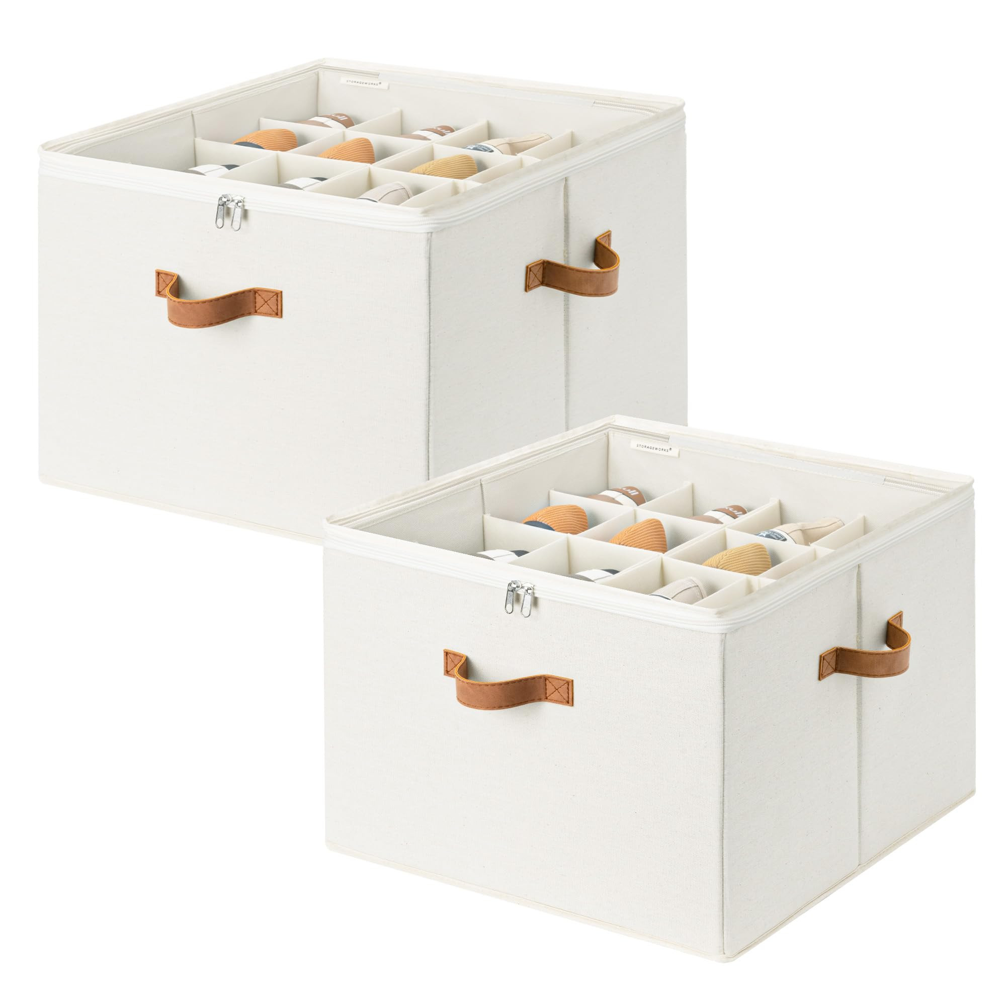 StorageWorks 2 Pack Shoe Organizer for Closet, Foldable Shoe Storage Box with Adjustable Dividers... | Amazon (US)