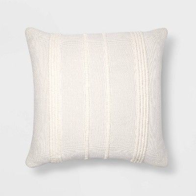 Oversize Textured Woven Striped Square Throw Pillow Cream - Threshold™ | Target