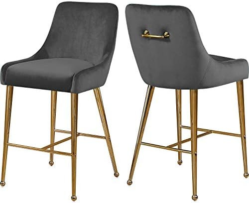Meridian Furniture Owen Collection Modern | Contemporary Velvet Upholstered Counter Stool with Po... | Amazon (US)