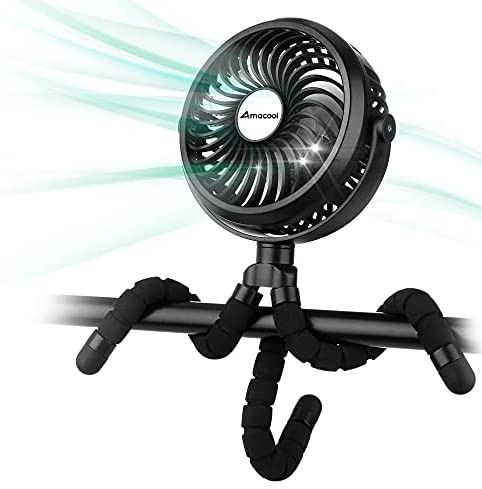 Battery Operated Stroller Fan Flexible Tripod Clip On Fan with 3 Speeds and Rotatable Handheld Perso | Amazon (US)